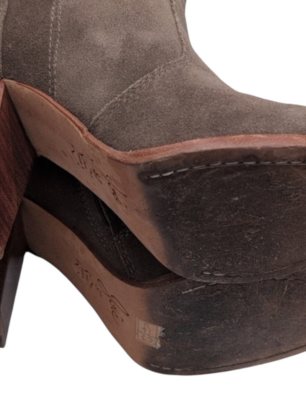 JOIE Womens Gray Pull Tab Dagny Round Toe Block Heel Leather Heeled Boots 37 - Picture 10 of 11
